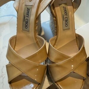 Jimmy Choo Criss Cross Espadrille Wedge - Nude